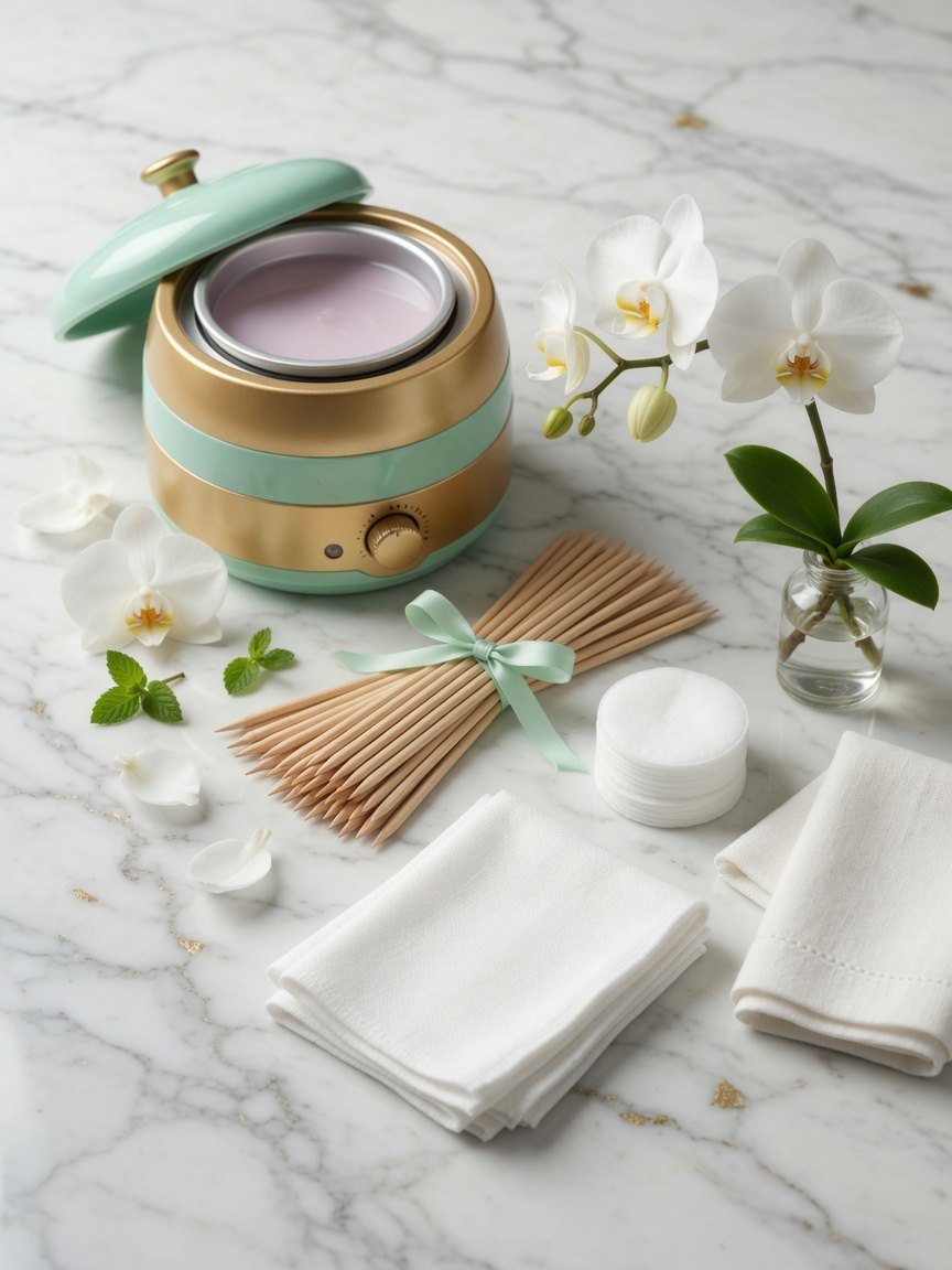 Mint and gold wax warmer with orchids